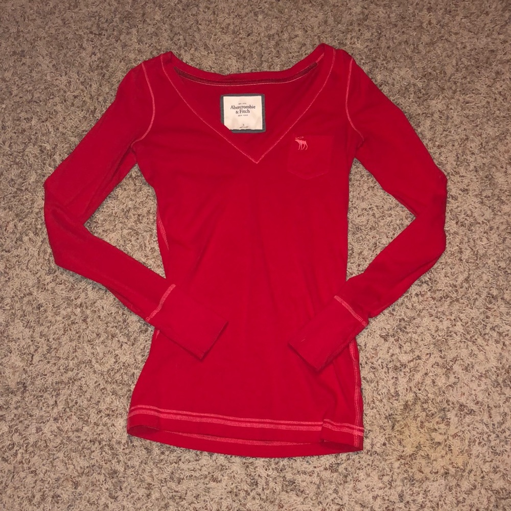 Red long sleeve Abercrombie & Fitch shirt.